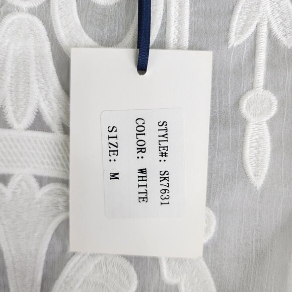 Womens White Stellah Blouse Top Lace Flutter Ruffle Sleeve Relaxed Embroidered M - Picture 8 of 12